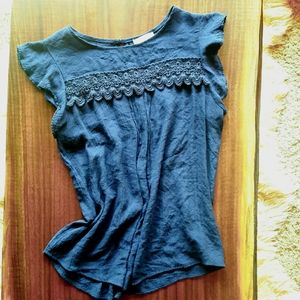 Lightweight blue lace top